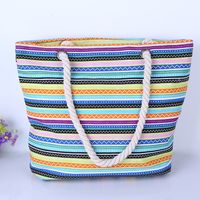 Women's Medium Polyester Cotton Stripe Vacation Beach Square Zipper Shoulder Bag main image 6