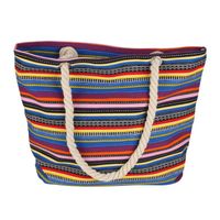 Women's Medium Polyester Cotton Stripe Vacation Beach Square Zipper Shoulder Bag main image 4
