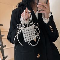 Women's Small PVC Solid Color Cute Streetwear Beading Square Open Crossbody Bag main image 3