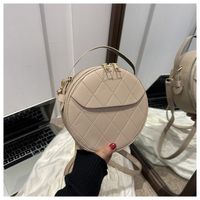 Women's Small Pu Leather Solid Color Basic Flip Cover Circle Bag sku image 3