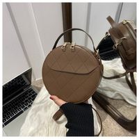 Women's Small Pu Leather Solid Color Basic Flip Cover Circle Bag sku image 4
