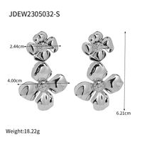 1 Pair Simple Style Classic Style Flower Plating 304 Stainless Steel Drop Earrings main image 3