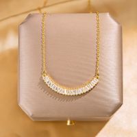304 Stainless Steel Gold Plated Elegant Lady Streetwear Inlay Geometric Flower Butterfly Acrylic Zircon Pendant Necklace main image 8