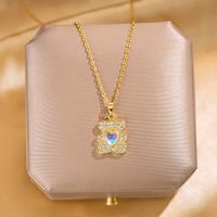 304 Stainless Steel Gold Plated Elegant Lady Streetwear Inlay Geometric Flower Butterfly Acrylic Zircon Pendant Necklace main image 9