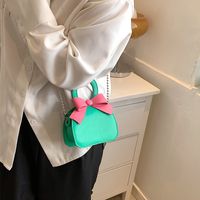 Women's Small Pu Leather Color Block Cute Bowknot Square Magnetic Buckle Handbag main image 3