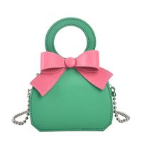 Women's Small Pu Leather Color Block Cute Bowknot Square Magnetic Buckle Handbag main image 5