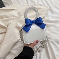 Women's Small Pu Leather Color Block Cute Bowknot Square Magnetic Buckle Handbag sku image 1