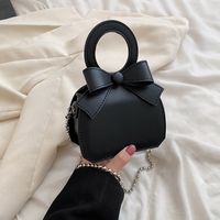Women's Small Pu Leather Color Block Cute Bowknot Square Magnetic Buckle Handbag sku image 4