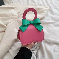 Women's Small Pu Leather Color Block Cute Bowknot Square Magnetic Buckle Handbag sku image 5