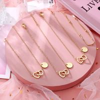 Vacation Simple Style Letter Heart Shape 14K Gold Plated Copper Wholesale Anklet main image 5