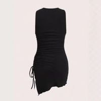 Women's Sheath Dress Sexy Round Neck Sleeveless Solid Color Above Knee Daily main image 4