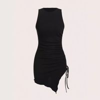 Women's Sheath Dress Sexy Round Neck Sleeveless Solid Color Above Knee Daily main image 1