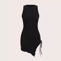 Women's Sheath Dress Sexy Round Neck Sleeveless Solid Color Above Knee Daily main image 3