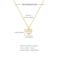 Elegant Simple Style Letter Heart Shape Sterling Silver Plating Zircon Pendant Necklace main image 2