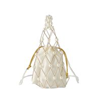 Women's Small Plastic Solid Color Vacation Beach Pearls Hollow String Beach Bag sku image 1
