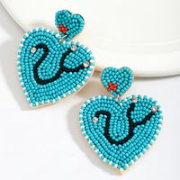 1 Pair IG Style Casual Heart Shape Beaded Inlay Seed Bead Rhinestones Drop Earrings main image 7