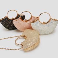 Women's Small PVC Solid Color Elegant Sequins Shell Lock Clasp Evening Bag main image video