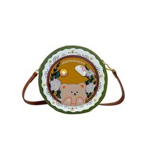 Women's Medium Pu Leather Bear Flower Cute Zipper Crossbody Bag sku image 4