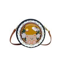 Women's Medium Pu Leather Bear Flower Cute Zipper Crossbody Bag sku image 1