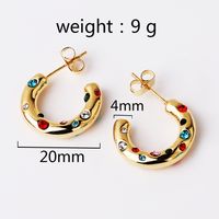1 Pair IG Style Cute Luxurious Gem Colorful Inlay Artificial Gemstones Artificial Crystal Copper Zircon 18K Gold Plated White Gold Plated Hoop Earrings main image 2