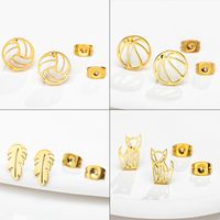 1 Pair Sweet Simple Style Animal Polishing 304 Stainless Steel 18K Gold Plated Ear Studs main image 1