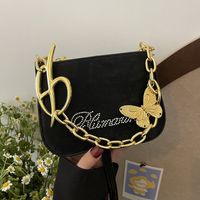 Women's Small Suede Letter Butterfly Streetwear Square Magnetic Buckle Crossbody Bag main image 9