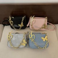 Women's Small Suede Letter Butterfly Streetwear Square Magnetic Buckle Crossbody Bag main image video