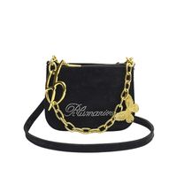 Women's Small Suede Letter Butterfly Streetwear Square Magnetic Buckle Crossbody Bag sku image 1