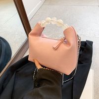 Women's Small Pu Leather Solid Color Elegant Classic Style Beading Pillow Shape Zipper Handbag main image 1