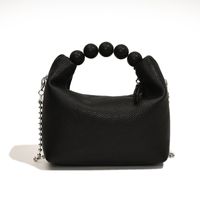 Women's Small Pu Leather Solid Color Elegant Classic Style Beading Pillow Shape Zipper Handbag sku image 1