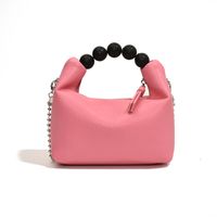 Women's Small Pu Leather Solid Color Elegant Classic Style Beading Pillow Shape Zipper Handbag sku image 2