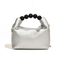 Women's Small Pu Leather Solid Color Elegant Classic Style Beading Pillow Shape Zipper Handbag sku image 3