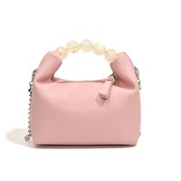 Women's Small Pu Leather Solid Color Elegant Classic Style Beading Pillow Shape Zipper Handbag sku image 7