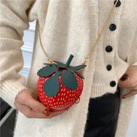 Women's Medium Pu Leather Strawberry Cute Zipper Circle Bag main image 8
