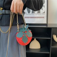 Women's Medium Pu Leather Strawberry Cute Zipper Circle Bag main image 9