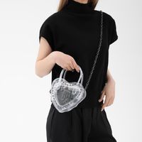 Women's Small Pu Leather Cross Streetwear Rivet Heart-shaped Zipper Jelly Bag main image 2