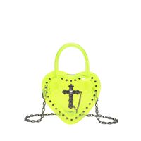 Women's Small Pu Leather Cross Streetwear Rivet Heart-shaped Zipper Jelly Bag sku image 4