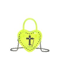 Women's Small Pu Leather Cross Streetwear Rivet Heart-shaped Zipper Jelly Bag main image 4