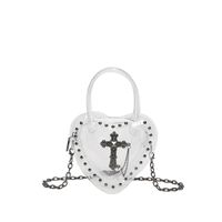 Women's Small Pu Leather Cross Streetwear Rivet Heart-shaped Zipper Jelly Bag sku image 3