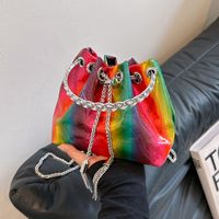Women's Medium Pu Leather Solid Color Streetwear String Bucket Bag main image 10