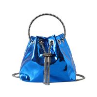Women's Medium Pu Leather Solid Color Streetwear String Bucket Bag sku image 1