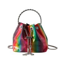 Women's Medium Pu Leather Solid Color Streetwear String Bucket Bag sku image 4