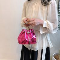 Women's Medium Pu Leather Solid Color Streetwear String Bucket Bag main image 8