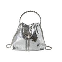 Women's Medium Pu Leather Solid Color Streetwear String Bucket Bag sku image 3