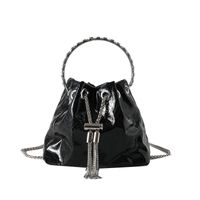 Women's Medium Pu Leather Solid Color Streetwear String Bucket Bag sku image 5