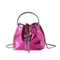Women's Medium Pu Leather Solid Color Streetwear String Bucket Bag sku image 6