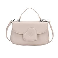 Women's Medium Pu Leather Heart Shape Solid Color Elegant Classic Style Flip Cover Crossbody Bag sku image 1