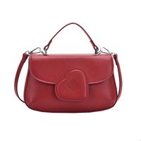 Women's Medium Pu Leather Heart Shape Solid Color Elegant Classic Style Flip Cover Crossbody Bag sku image 3