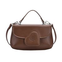 Women's Medium Pu Leather Heart Shape Solid Color Elegant Classic Style Flip Cover Crossbody Bag sku image 4