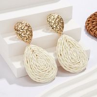 1 Pair Hawaiian Tropical Water Droplets Water Drop Alloy Raffia 14K Gold Plated Drop Earrings main image 4